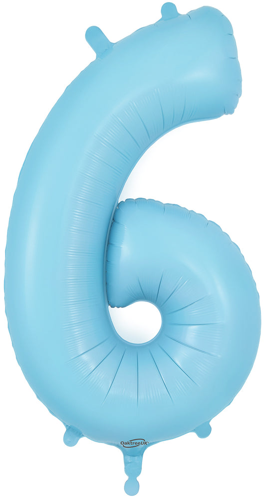 Oaktree 34'' Number 6 Matte Blue foil Balloon