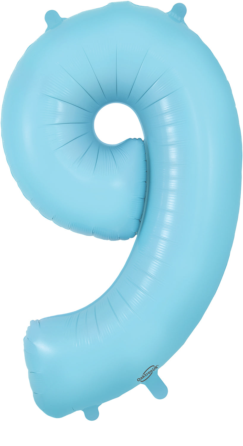 Oaktree 34'' Number 9 Matte Blue Foil Balloon